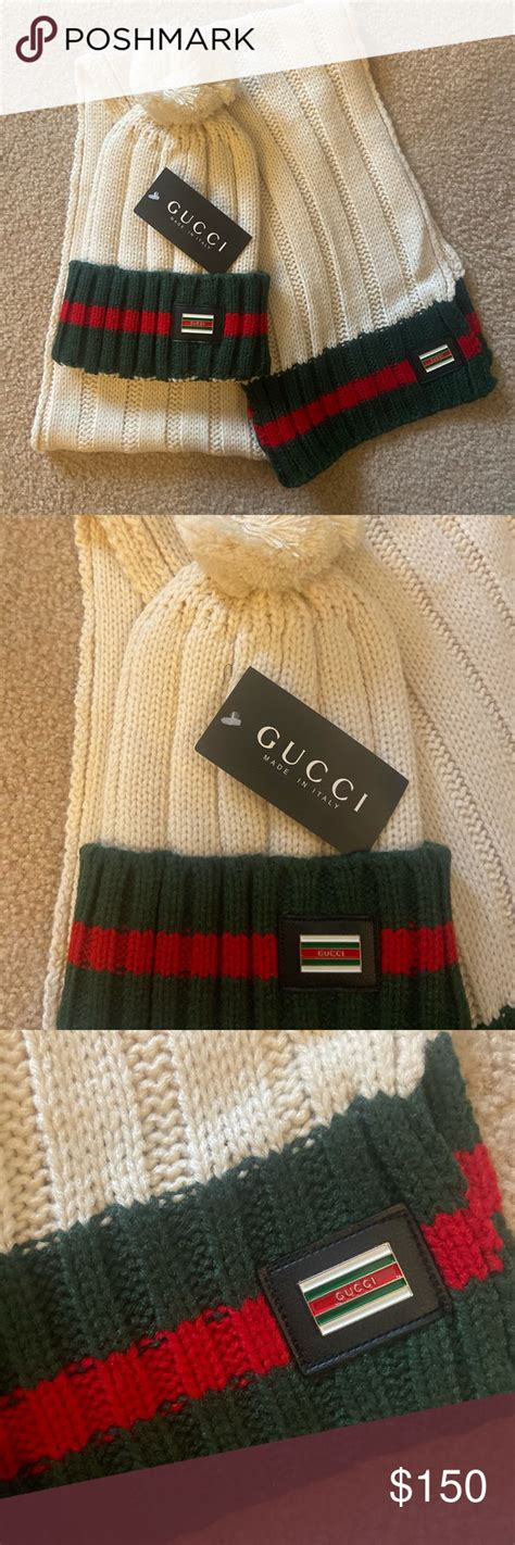 gucci scarf and hat set cheap|Gucci scarf unisex.